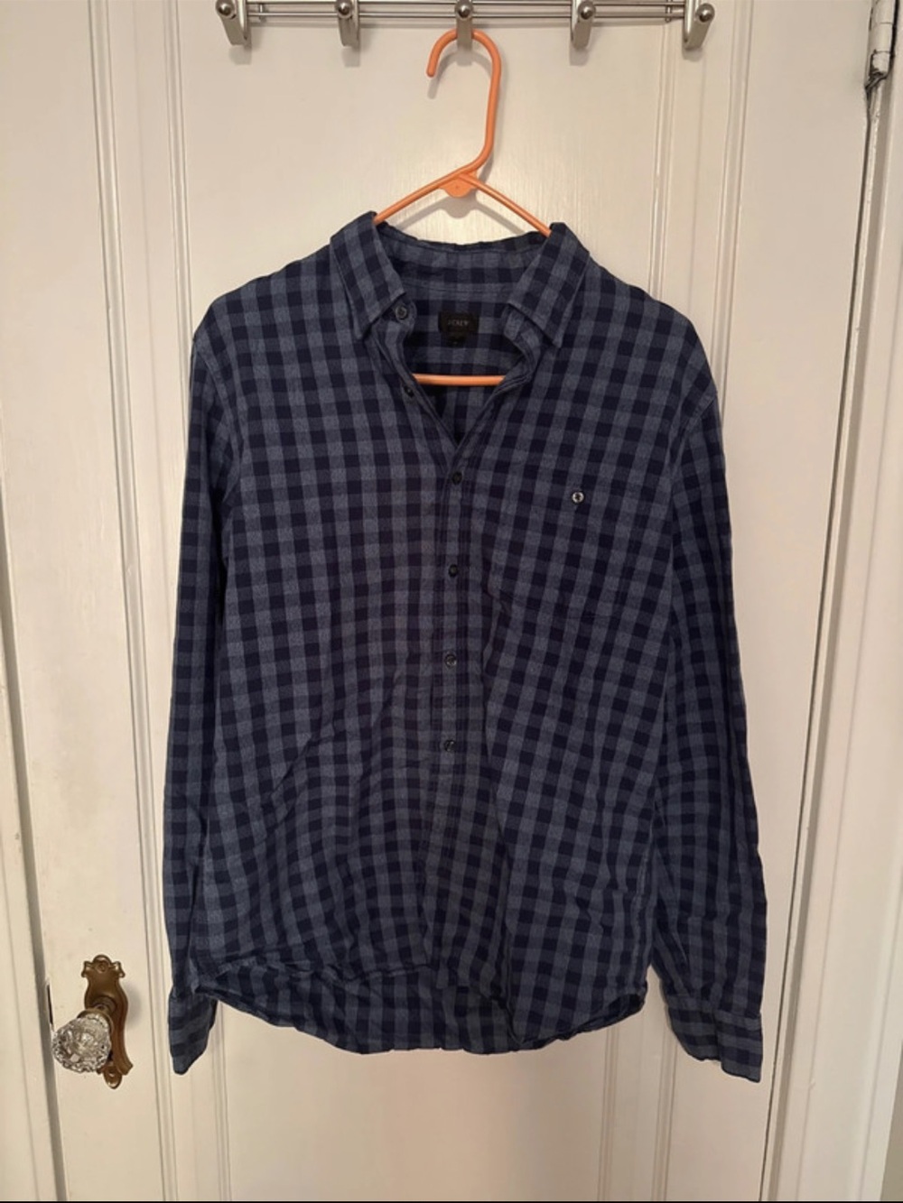 J. Crew Navy and Dark Blue Check Shirt Jacket